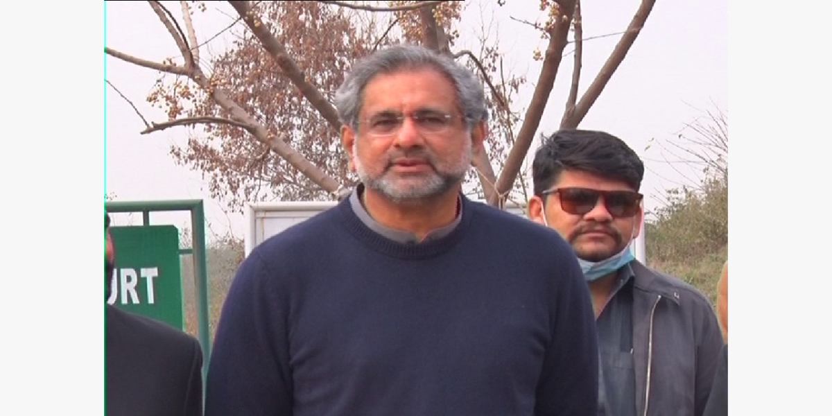 Shahid Khaqan media talk outside the NAB